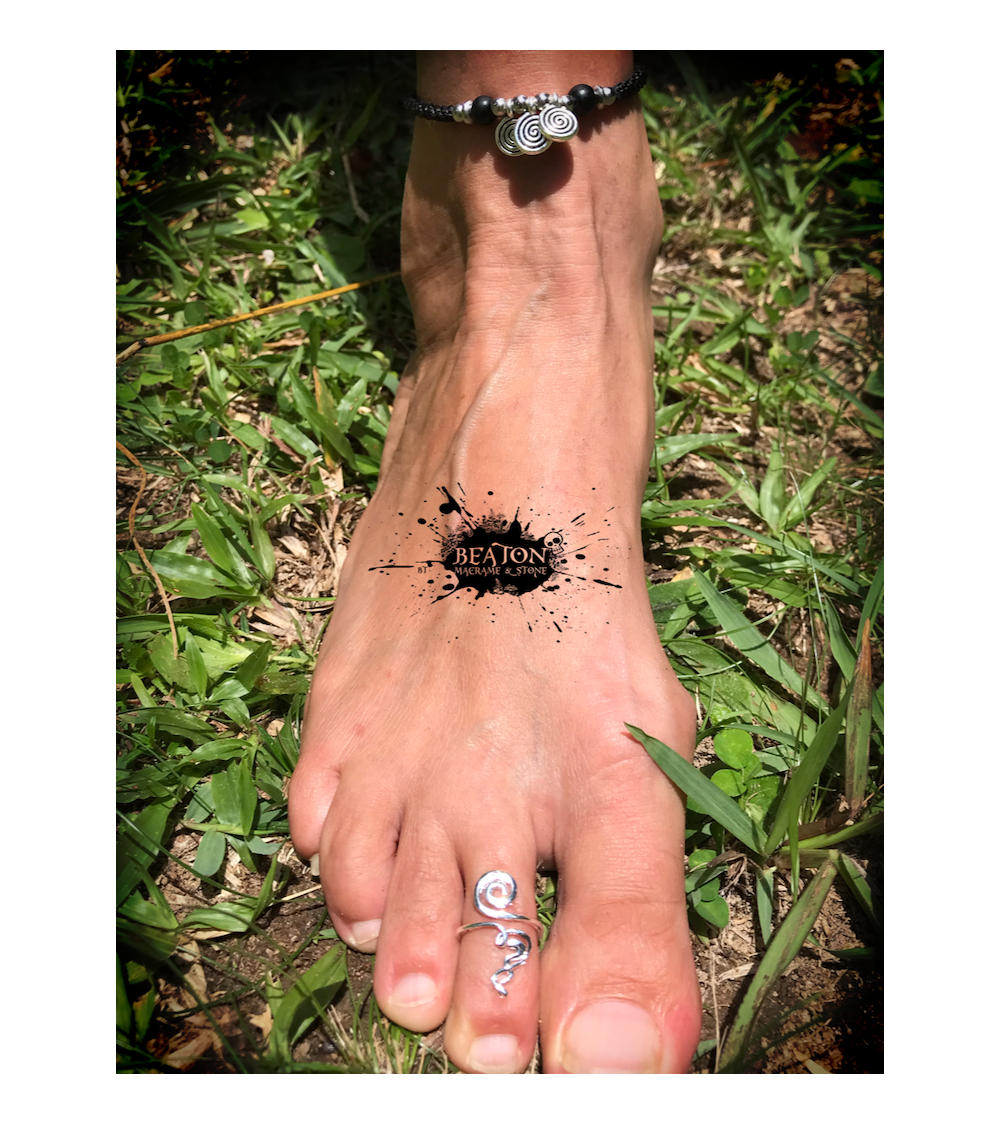 unique micro macrame jewelry simple anklet onyx stainless steel toe